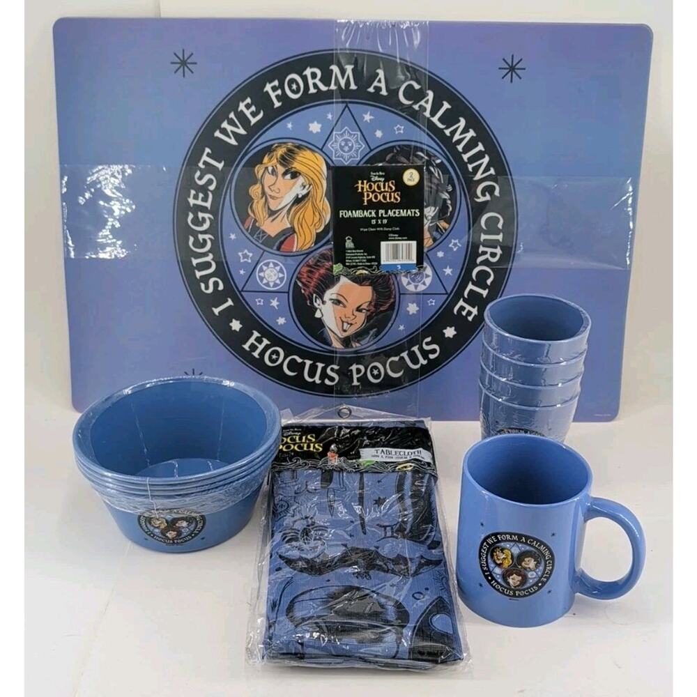 Disney Hocus Pocus Calming Circle Mug Bowls Placemats Sanderson Sisters Lot